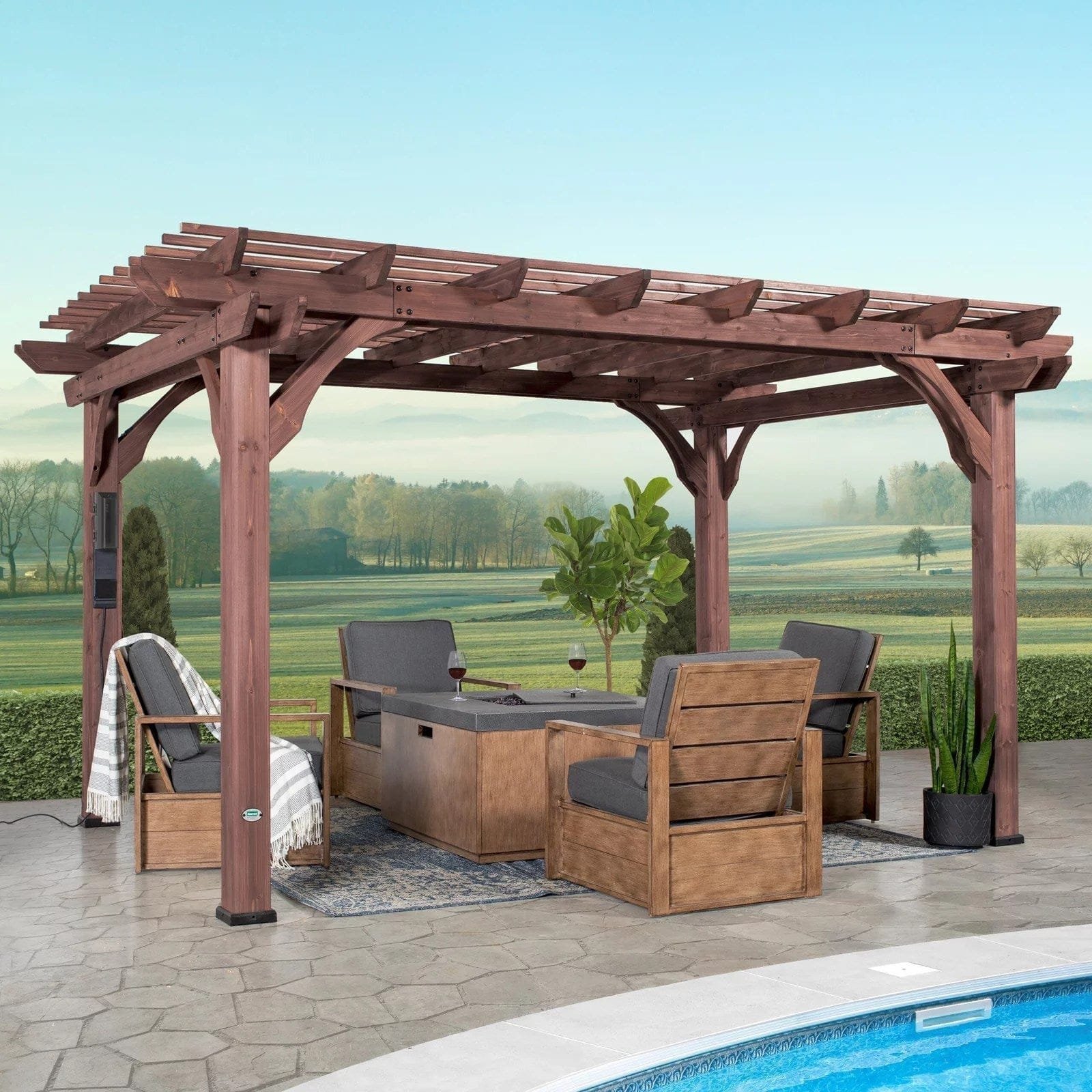14×10 somerville pergola – walnut stain