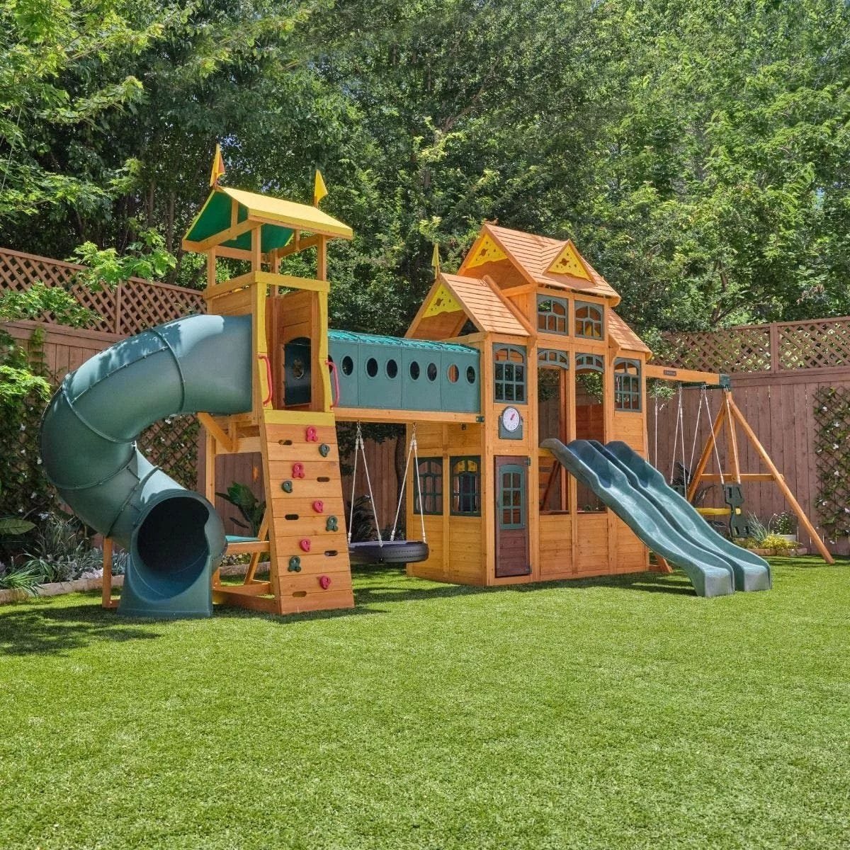 kids kidkraft bear cave lodge swing set / playset