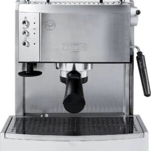 de’longhi – espresso machine with 15 bars of pressure, milk frother and removable water tank – stainless steel