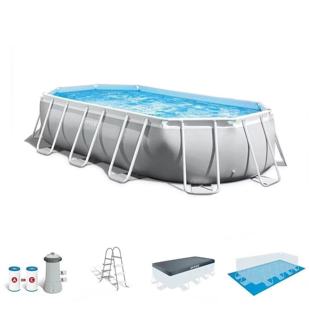 intex – 20 foot prism frame oval pool set intex – 20 foot prism frame oval pool set