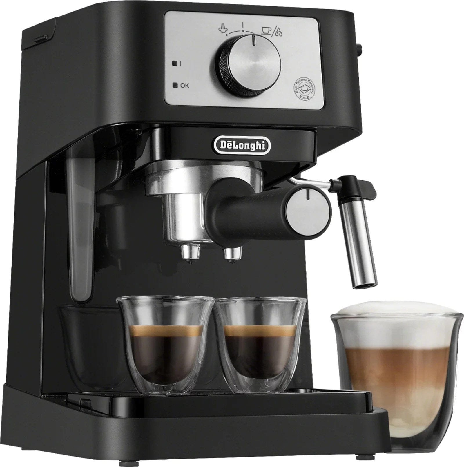 de’longhi – stilosa 15 bar pump espresso machine – black and stainless de’longhi – stilosa 15 bar pump espresso machine – black and stainless
