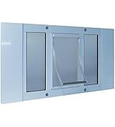 ideal pet products aluminum sash window pet door, adjustable to fit window widths from 33" to 38", large 10 1/2” x 15” flap size
