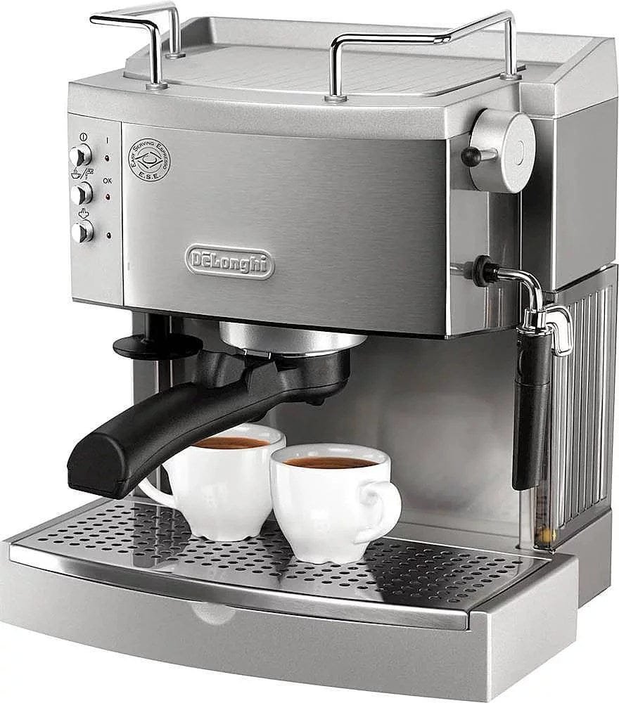 de’longhi – espresso machine with 15 bars of pressure, milk frother and removable water tank – stainless steel de’longhi – espresso machine with 15 bars of pressure, milk frother and removable water tank – stainless steel