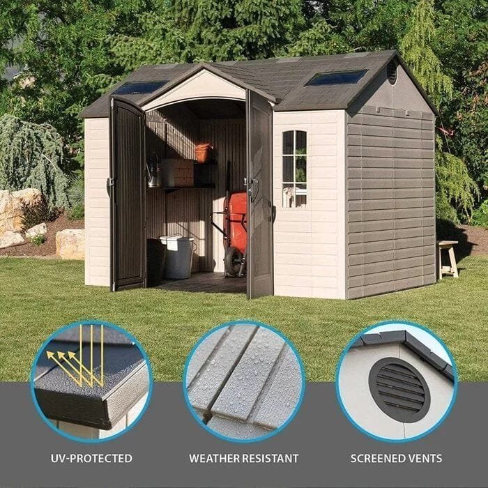 side 10 ft. w x 8 ft. d plastic storage shed side 10 ft. w x 8 ft. d plastic storage shed