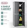 sterilite 4 shelf cabinet, heavy duty and easy to assemble plastic storage unit, organize bins in the garage, basement, attic, mudroom, gray, 1 pack sterilite 4 shelf cabinet, heavy duty and easy to assemble plastic storage unit, organize bins in the garage, basement, attic, mudroom, gray, 1 pack