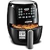 gourmia air fryer 6 qt large capacity, fryforce 360º, digital display with 12 presets, roast, bake, broil, dehydrate, dishwasher safe accessories, black