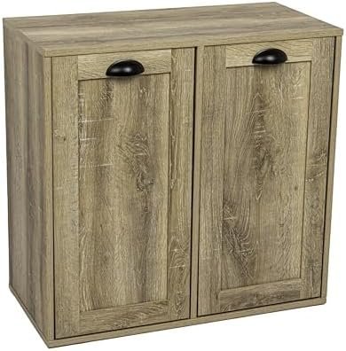 household essentials laundry sorter cabinet, oak finish household essentials laundry sorter cabinet, oak finish