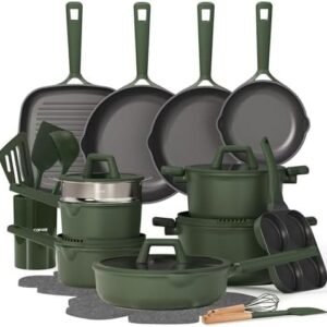 carote 31pcs pots and pans set, nonstick cookware set kitchen non stick induction titanium cookware non toxic granite cooking set, pfoa free