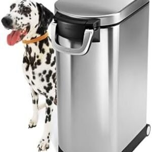 mplehuman 35 liter, 40 lb / 18.1 kg x large pet food storage container for dog food, cat food, and bird feed, brushed stainless steel