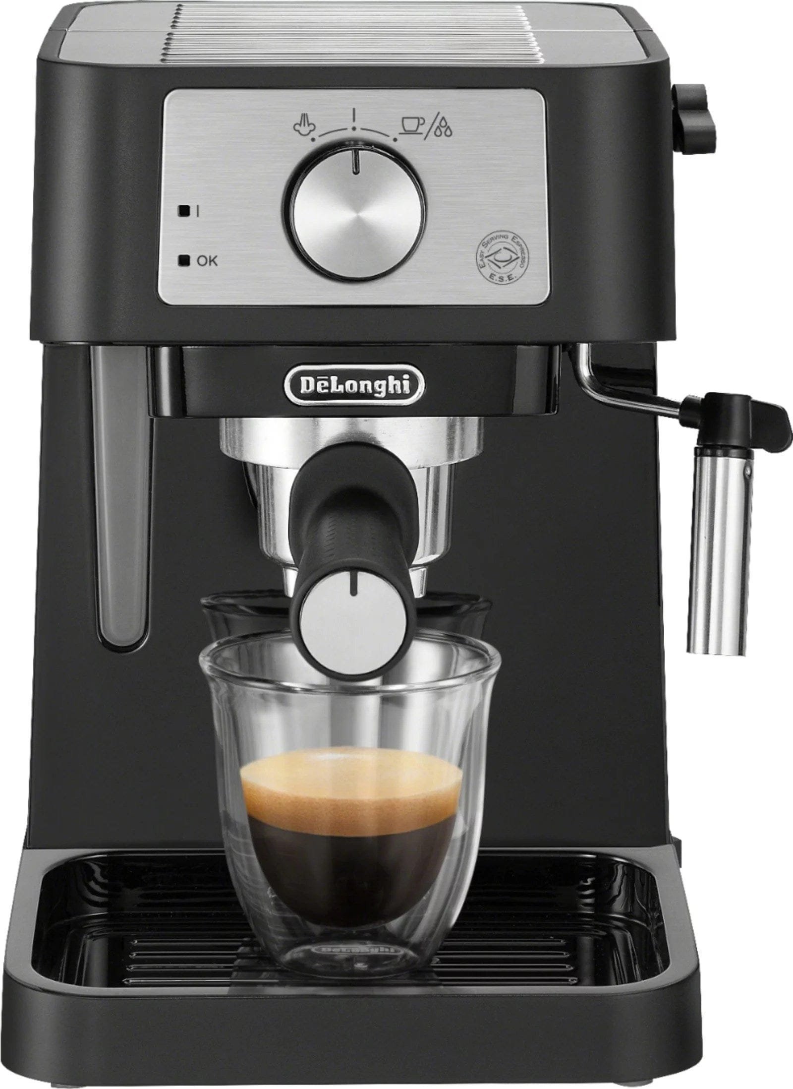 de’longhi – stilosa 15 bar pump espresso machine – black and stainless de’longhi – stilosa 15 bar pump espresso machine – black and stainless