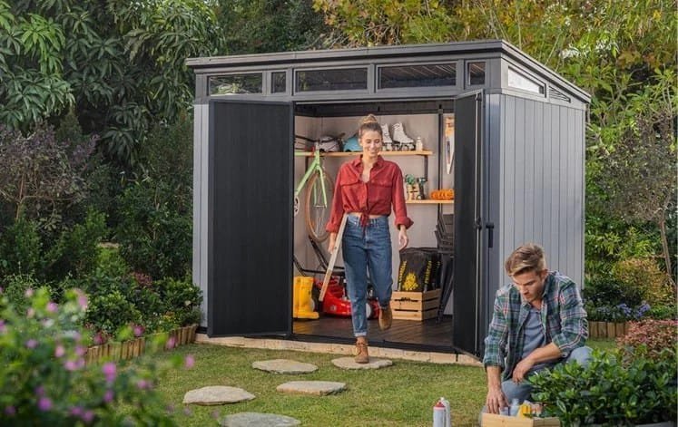 keter artisan 9×7 foot large outdoor shed with floor with modern design for patio furniture keter artisan 9×7 foot large outdoor shed with floor with modern design for patio furniture