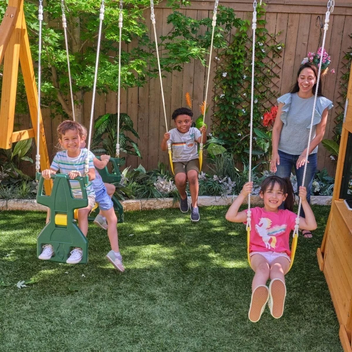 kids kidkraft bear cave lodge swing set / playset kids kidkraft bear cave lodge swing set / playset