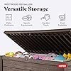 keter westwood 150 gallon deck box organizer, doubles as 2 person bench seat, brown – large resin outdoor storage and seating with lockable lid for garden, pool, and patio keter westwood 150 gallon deck box organizer, doubles as 2 person bench seat, brown – large resin outdoor storage and seating with lockable lid for garden, pool, and patio