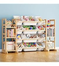 spaceaid toy storage organizer with 6 shelves and 12 bins, bookshelf/bookcase, kids bin shelf, toys box for playroom organization for bedroom & room decor, white, 52.3" w
