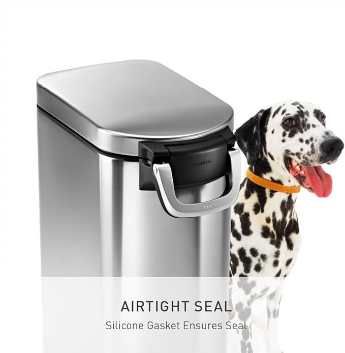 mplehuman 35 liter, 40 lb / 18.1 kg x large pet food storage container for dog food, cat food, and bird feed, brushed stainless steel mplehuman 35 liter, 40 lb / 18.1 kg x large pet food storage container for dog food, cat food, and bird feed, brushed stainless steel