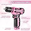 pink tool kit box drill set:dekopro home mechanic toolbox with 12v power cordless drill hand repair tools sets combo kits storage organizer drawer case for men & women pink tool kit box drill set:dekopro home mechanic toolbox with 12v power cordless drill hand repair tools sets combo kits storage organizer drawer case for men & women