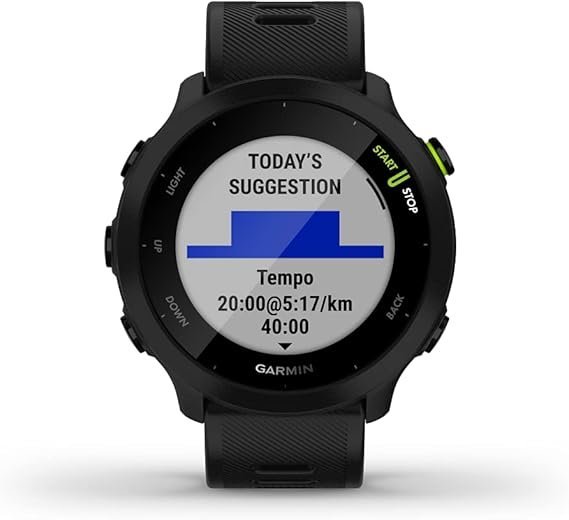 garmin forerunner 55, gps running watch with daily suggested workouts, up to 2 weeks of battery life, black 010 02562 00 garmin forerunner 55, gps running watch with daily suggested workouts, up to 2 weeks of battery life, black 010 02562 00