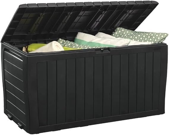 keter marvel plus 71 gallon resin deck box organization and storage for patio furniture outdoor cushions, throw pillows, garden tools and pool toys, dark grey keter marvel plus 71 gallon resin deck box organization and storage for patio furniture outdoor cushions, throw pillows, garden tools and pool toys, dark grey