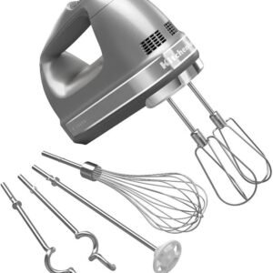 kitchenaid 9 speed digital hand mixer with turbo beater ii accessories and pro whisk contour silver