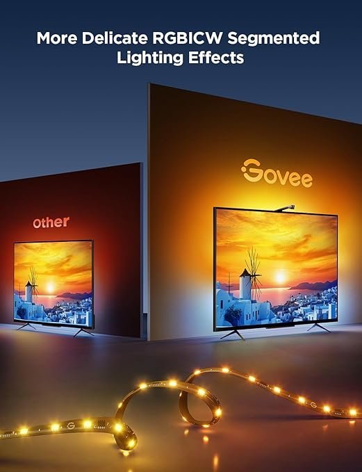 govee tv backlight 3 lite with fish eye correction function sync to 75 85 inch tvs, 16.4ft rgbicw wi fi led strip lights with camera, 4 colors in 1 lamp bead, voice and app control, adapter govee tv backlight 3 lite with fish eye correction function sync to 75 85 inch tvs, 16.4ft rgbicw wi fi led strip lights with camera, 4 colors in 1 lamp bead, voice and app control, adapter