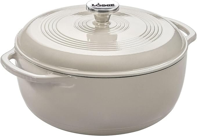 lodge essential enamel cast iron dutch oven perfect for bread baking, braising, marinating & slow cooking features moisture sealing lid & dual handles kitchen essentials 6 quarts oyster white lodge essential enamel cast iron dutch oven perfect for bread baking, braising, marinating & slow cooking features moisture sealing lid & dual handles kitchen essentials 6 quarts oyster white
