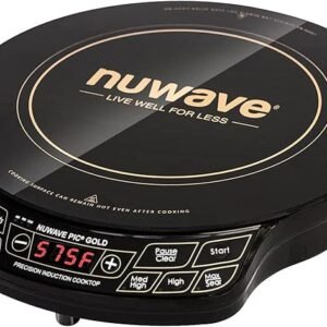 nuwave gold precision induction cooktop, portable, powerful with large 8” heating coil,100°f to 575°f, 3 wattage settings, 12” heat resistant cooking surface
