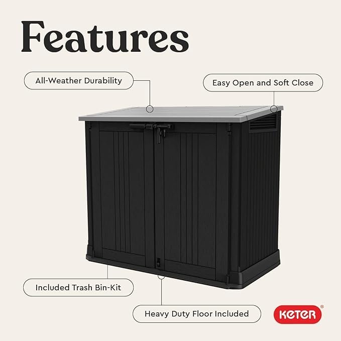 keter store it out prime 4.3 x 3.7 ft. outdoor resin storage shed with easy lift hinges, perfect for yard tools, pool floats and garden accessories, black keter store it out prime 4.3 x 3.7 ft. outdoor resin storage shed with easy lift hinges, perfect for yard tools, pool floats and garden accessories, black