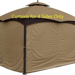 apex garden four side privacy side wall curtain set for 10 ft x 12 ft gazebo (beige)