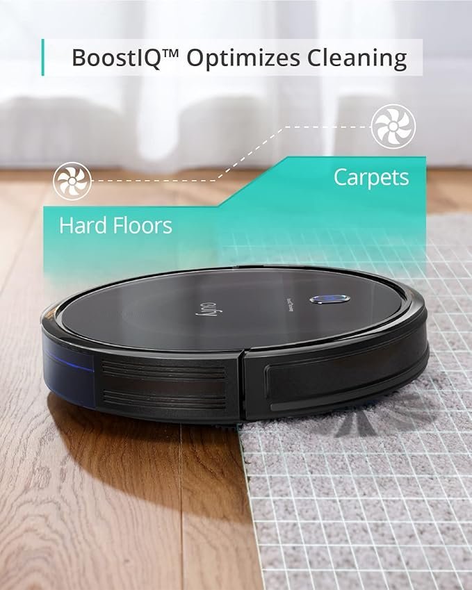 eufy robot vacuum 11s max, super thin, powerful suction, quiet, self charging robotic vacuum cleaner, cleans hard floors to medium pile carpets, black eufy robot vacuum 11s max, super thin, powerful suction, quiet, self charging robotic vacuum cleaner, cleans hard floors to medium pile carpets, black