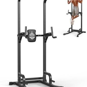 sportsroyals power tower pull up bar station, 450lbs stable pull up dip station for home gym strength training equipment | fed fitness