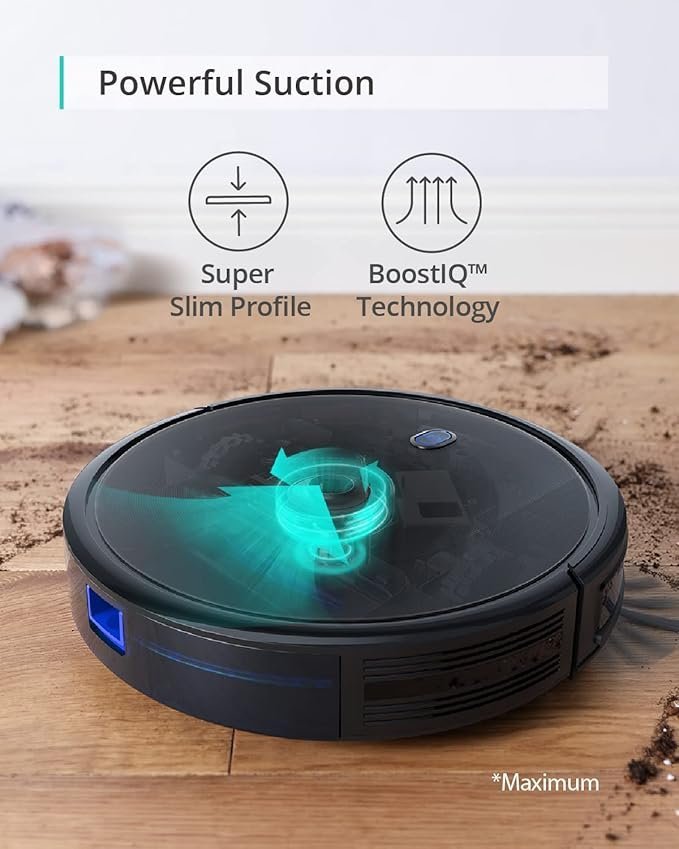 eufy robot vacuum 11s max, super thin, powerful suction, quiet, self charging robotic vacuum cleaner, cleans hard floors to medium pile carpets, black eufy robot vacuum 11s max, super thin, powerful suction, quiet, self charging robotic vacuum cleaner, cleans hard floors to medium pile carpets, black