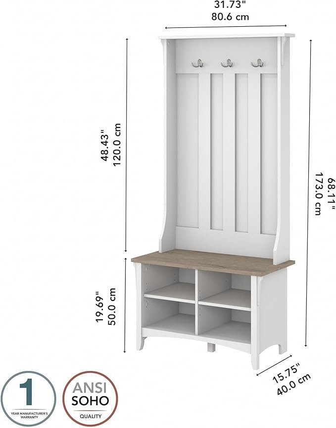bush home salinas hall tree with shoe storage bench in shiplap gray and pure white, multi purpose home organizer, entryway solution with seating and hooks bush home salinas hall tree with shoe storage bench in shiplap gray and pure white, multi purpose home organizer, entryway solution with seating and hooks