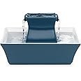 petsafe drinkwell pagoda fountain hygienic ceramic continuous flowing fountain elevated upper bowl & double free falling stream design minimalist pet hydration station 70 oz capacity
