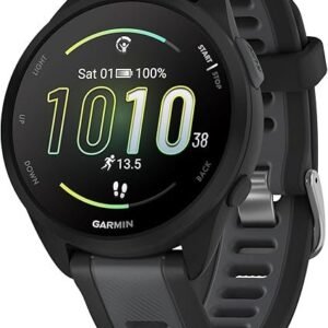 garmin forerunner 165, running smartwatch, colorful amoled display, training metrics and recovery insights, black