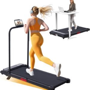 kassadin walking pad with handle bar, 2026 upgrade portable small treadmill with handles for home small, 3.0hp under desk walking pad treadmill with incline, 0.6 7.6mph, 350lbs