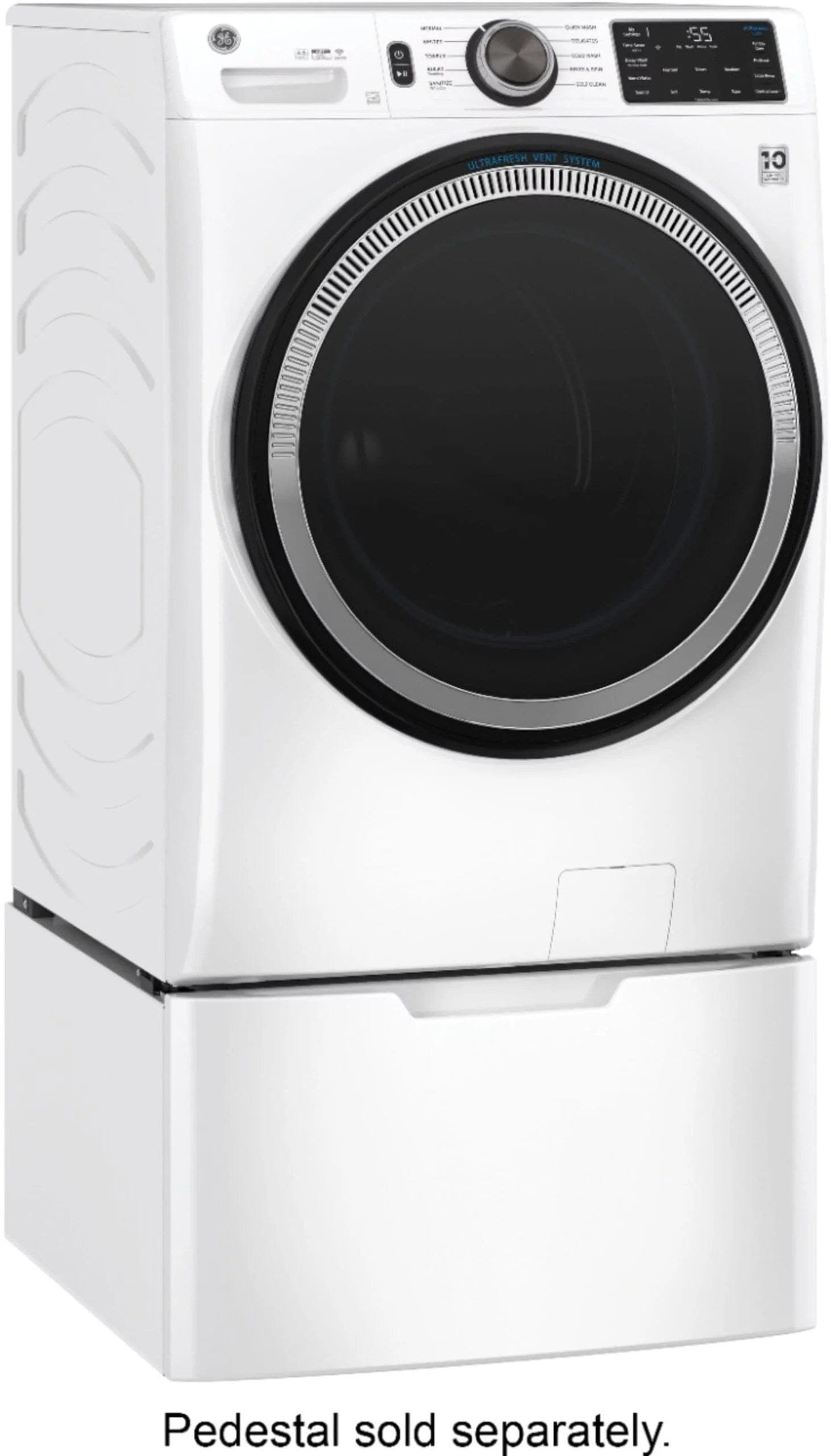ge – 4.8 cuft high efficiency stackable smart front load washer w/ultrafresh vent system & microban antimicrobial technology – white on white ge – 4.8 cuft high efficiency stackable smart front load washer w/ultrafresh vent system & microban antimicrobial technology – white on white