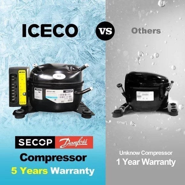 iceco vl90 prod 95 quarts(90l) dual zone portable refrigerator, multi directional lid, 12 volt refrigerator home & car use iceco vl90 prod 95 quarts(90l) dual zone portable refrigerator, multi directional lid, 12 volt refrigerator home & car use