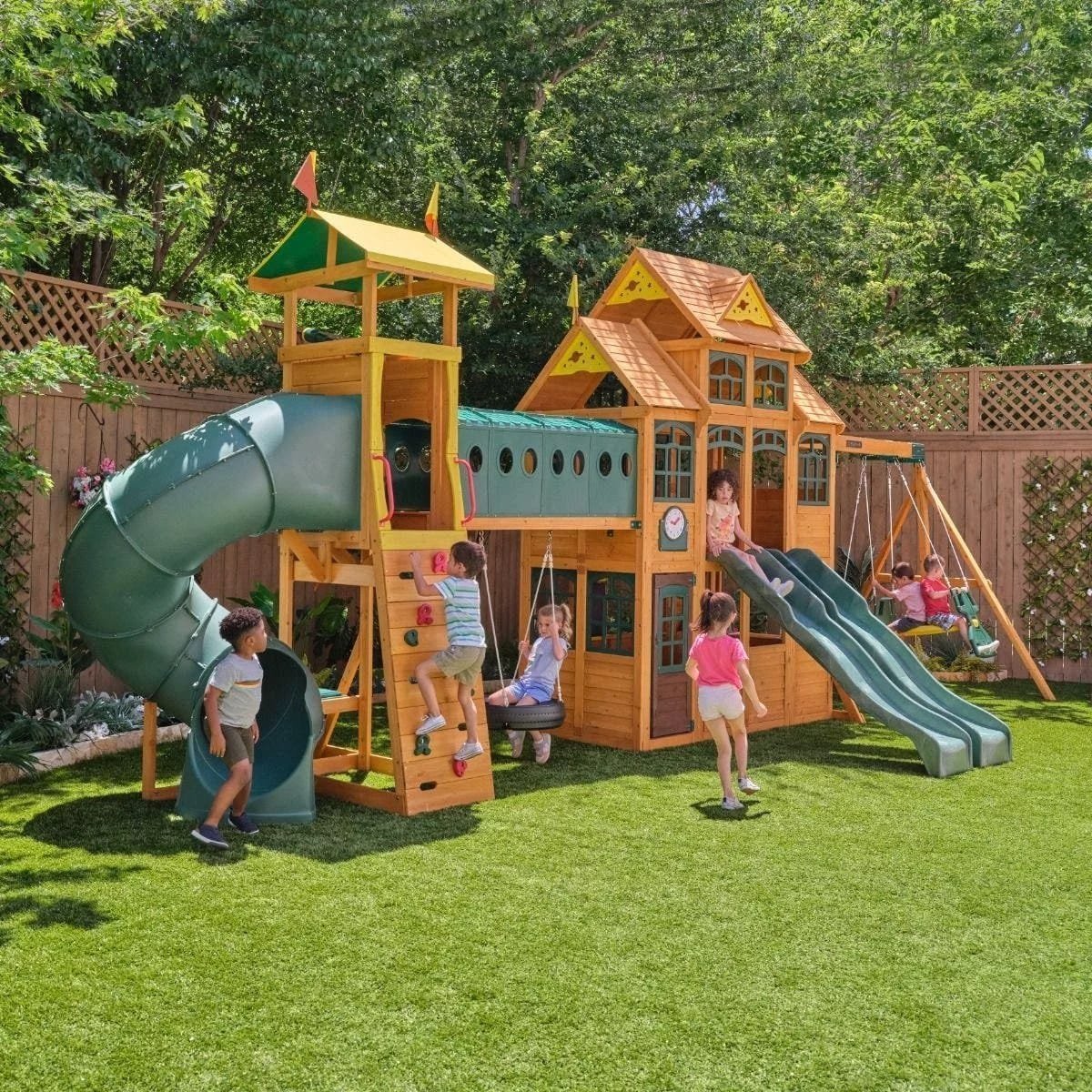 kids kidkraft bear cave lodge swing set / playset kids kidkraft bear cave lodge swing set / playset