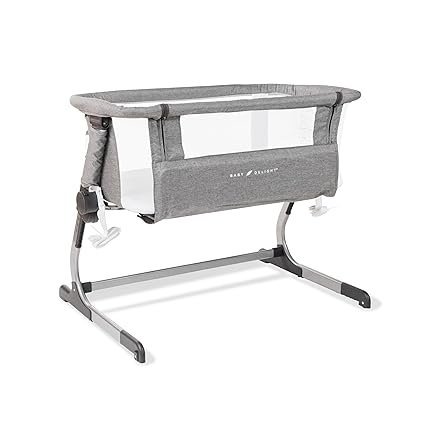 baby delight beside me dreamer bassinet | bedside sleeper | 6 position height adjustment | charcoal tweed