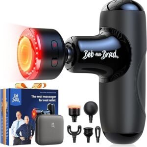 bob and brad q2 ultra mini massage gun with red light infrared heating head, pocket sized deep tissue massager for muscle therapy, hsa portable percussion massage gun for pain relief fsa eligible