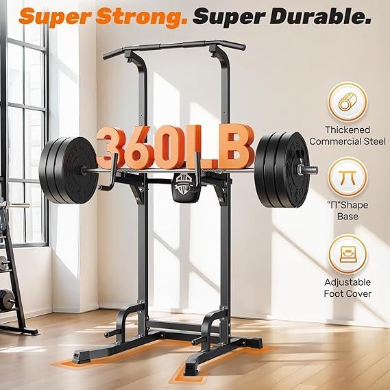 sportsroyals power tower pull up bar station, 450lbs stable pull up dip station for home gym strength training equipment | fed fitness sportsroyals power tower pull up bar station, 450lbs stable pull up dip station for home gym strength training equipment | fed fitness