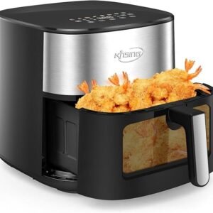 air fryer 8 in 1, xl 8.5 qt large airfryer with view windows,max 400℉ for crispy, 85% less oil, fast roast, preheat, shake, bake, non stick basket for easy clean, with professional recipes