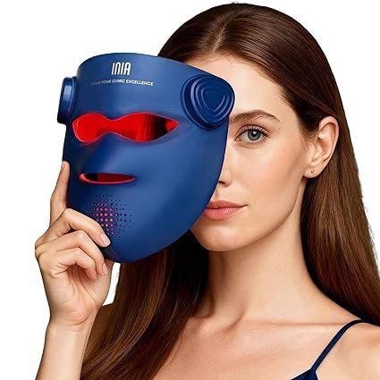 inia glow 4d wireless red light therapy mask for face – dual nir, 320 leds, 4 modes, under eye cooling, cordless & rechargeable led face mask for home & travel, skincare gifts for women mom wife, blue inia glow 4d wireless red light therapy mask for face – dual nir, 320 leds, 4 modes, under eye cooling, cordless & rechargeable led face mask for home & travel, skincare gifts for women mom wife, blue