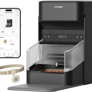 petlibro rfid automatic cat feeder, collar sensor for personalized meals, cats recognition, diet tracking and anti stealing for multi pets homes and different diets, wi fi programmable food dispenser
