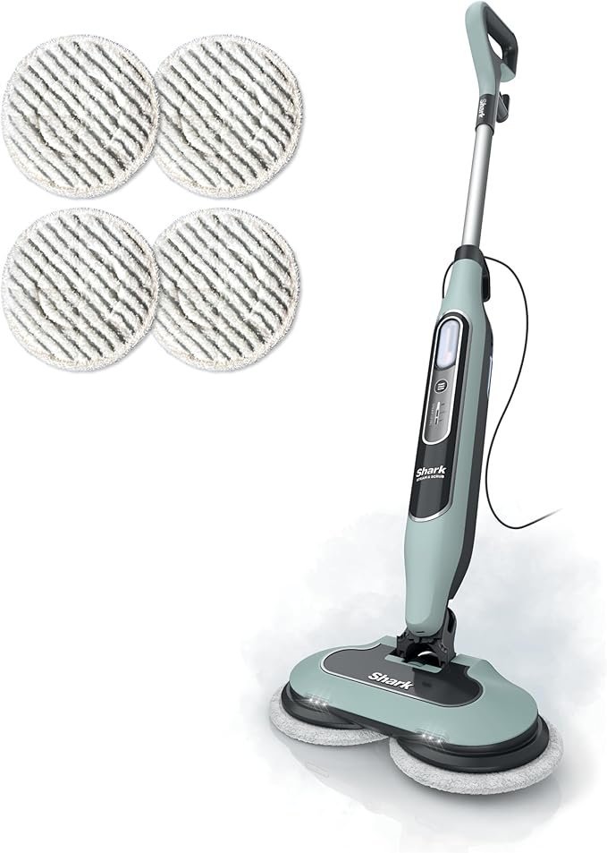 shark steam & scrub steam mop, all in one scrubbing and sanitizing hard floor cleaner, led headlights, 4 dirt grip soft scrub pads included, xl water tank, swivel steering, hawaiian grey, s8001 shark steam & scrub steam mop, all in one scrubbing and sanitizing hard floor cleaner, led headlights, 4 dirt grip soft scrub pads included, xl water tank, swivel steering, hawaiian grey, s8001