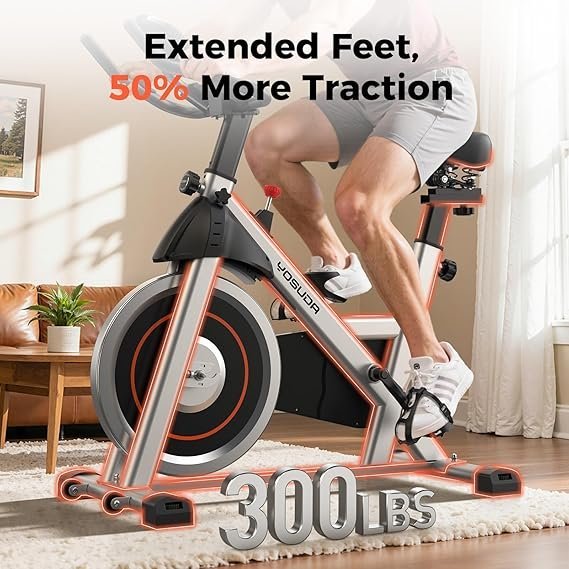 yosuda exercise bike, brake pad stationary bike for home with exclusive app, magnetic indoor cycling bike with 300 lb weight capacity, low noise, tablet holder and fitness courses for weight loss yosuda exercise bike, brake pad stationary bike for home with exclusive app, magnetic indoor cycling bike with 300 lb weight capacity, low noise, tablet holder and fitness courses for weight loss
