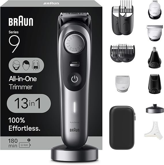 braun series 9 all in one multi grooming kit for men, 13 in 1 beard trimmer, body groomer, hair clipper and manscaping for face & body, 9440