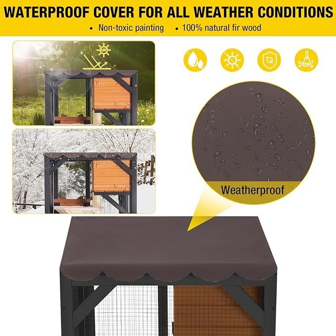 aivituvin cat house window catio outdoor cat enclosure mobile kitty shelter on wheels pet cage with resting box,hammocks,waterproof cover aivituvin cat house window catio outdoor cat enclosure mobile kitty shelter on wheels pet cage with resting box,hammocks,waterproof cover