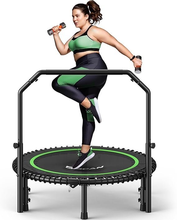 bcan bt2 450/550lbs mini rebounder trampoline for adults with bar, fitness trampoline with bungees, adjustable handle, stable & quiet, indoor outdoor, whole body workout & relaxation at home 40in/48in bcan bt2 450/550lbs mini rebounder trampoline for adults with bar, fitness trampoline with bungees, adjustable handle, stable & quiet, indoor outdoor, whole body workout & relaxation at home 40in/48in