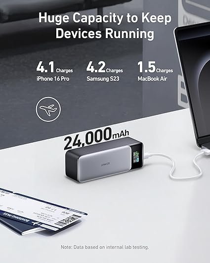 anker 737 power bank, 140w max 3 port laptop portable charger, 24,000mah, smart display, compatible with iphone 16 / 15 / 14 series, vision pro, samsung, macbook, and more anker 737 power bank, 140w max 3 port laptop portable charger, 24,000mah, smart display, compatible with iphone 16 / 15 / 14 series, vision pro, samsung, macbook, and more